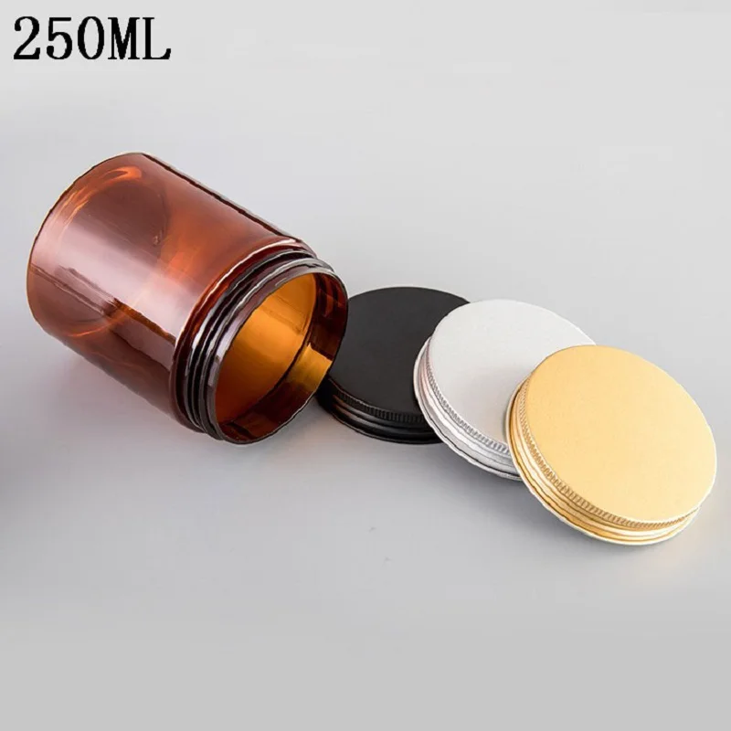 71 mm*83 mm Plastic Cream Jar with Aluminum Lid Scented Tea Storage Box Empty Cosmetic Container Facial Mask Packing Pot 250 ML