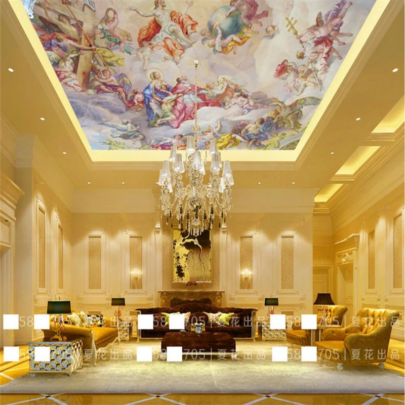 beibehang Custom Photo Wallpaper Large Mural Wall Sticker Classical European People Oil Painting Zenith Ceiling papel de parede