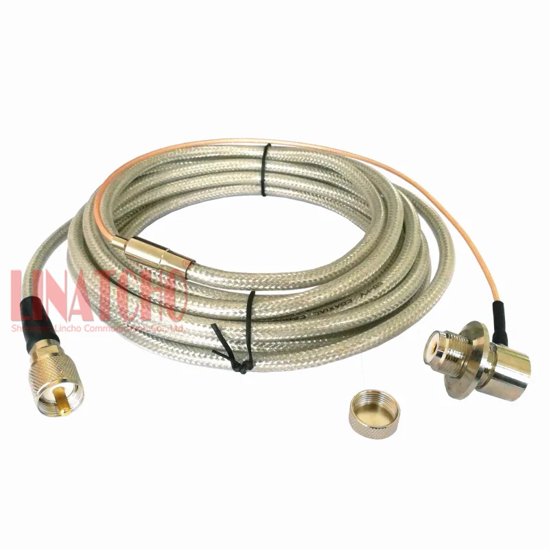 LINATCHO 5 meters SC-5MS pl259 uhf male connector tm-261 tm-241 ft-1807 mobile car radio  5D-FB antenna coaxial cable