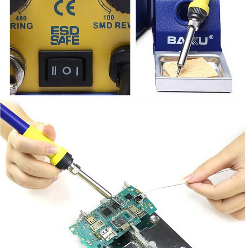 1pc BAKU BK-878L2 led digital Display SMD Brushless Hot Air Rework Station + Soldering Iron and Heat Gun for Cell Phone Repair