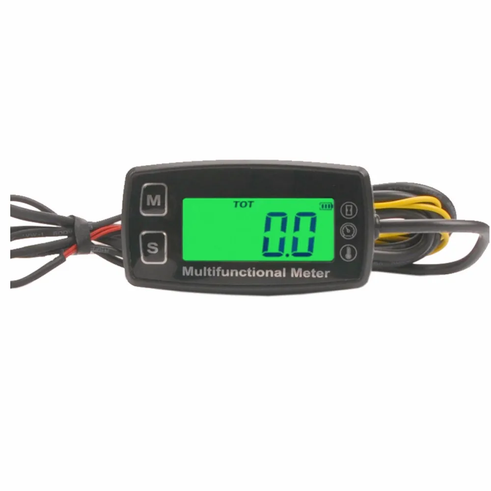 Digital LCD Tachometer Hour Meter Thermometer Temperature for Gas UTV ATV Outboard Buggy Tractor JET SKI Paramotor Marine ATV