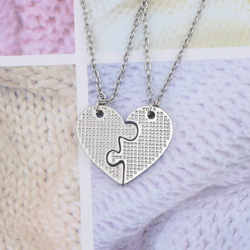 BIG SIS LIL SIS Sister Necklace Heart Puzzle Pendant Necklace Big Sister Little Sister Family BFF Friendship Jewelry Free