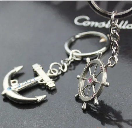 Alloy rudder and anchor keychain creative couple lovers key ring advertising wedding birthday gift keychain souvenir