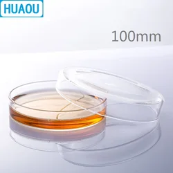 HUAOU-plato de cultivo bacteriano de Petri, equipo químico de laboratorio de vidrio, borosilicato 100, 3,3mm