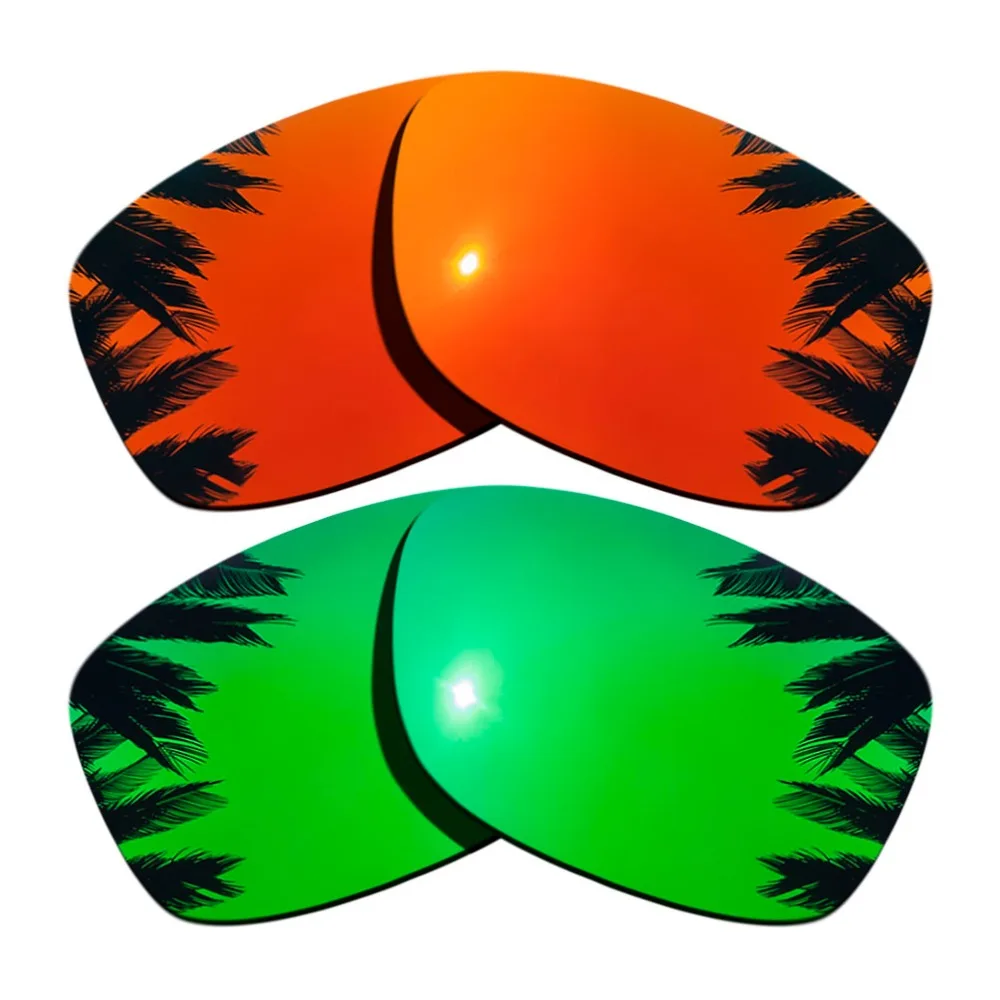 

(Orange Red Mirrored+Green Mirrored Coating) 2-Pairs Polarized Replacement Lenses for Jupiter Squared 100% UVA & UVB Protection