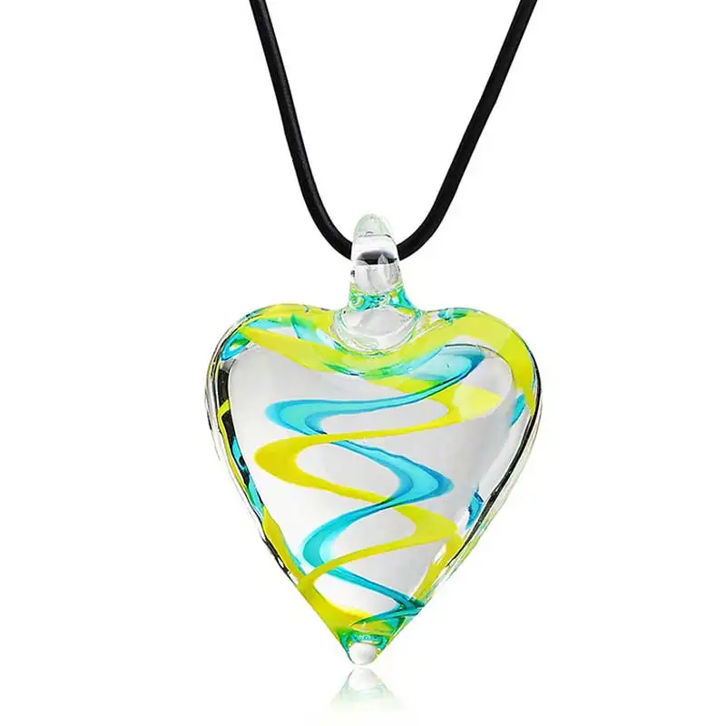 KYSZDL Hot sale Fashion Jewelry Murano inspired spiral inner flower COOL lovely heart shaped glazed Pendant Necklace