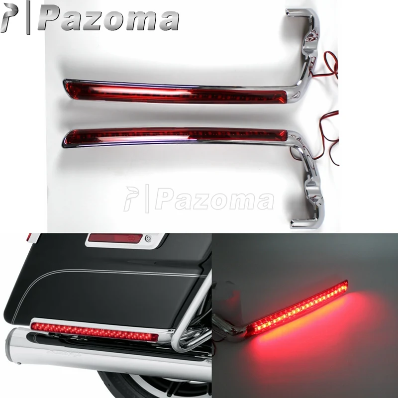 Motorbike Saddlebag Red LED Side Marker Light Cover for Harley Touring Road King FLHR Electra Street Glide FLHX FLHTK 2014-2019