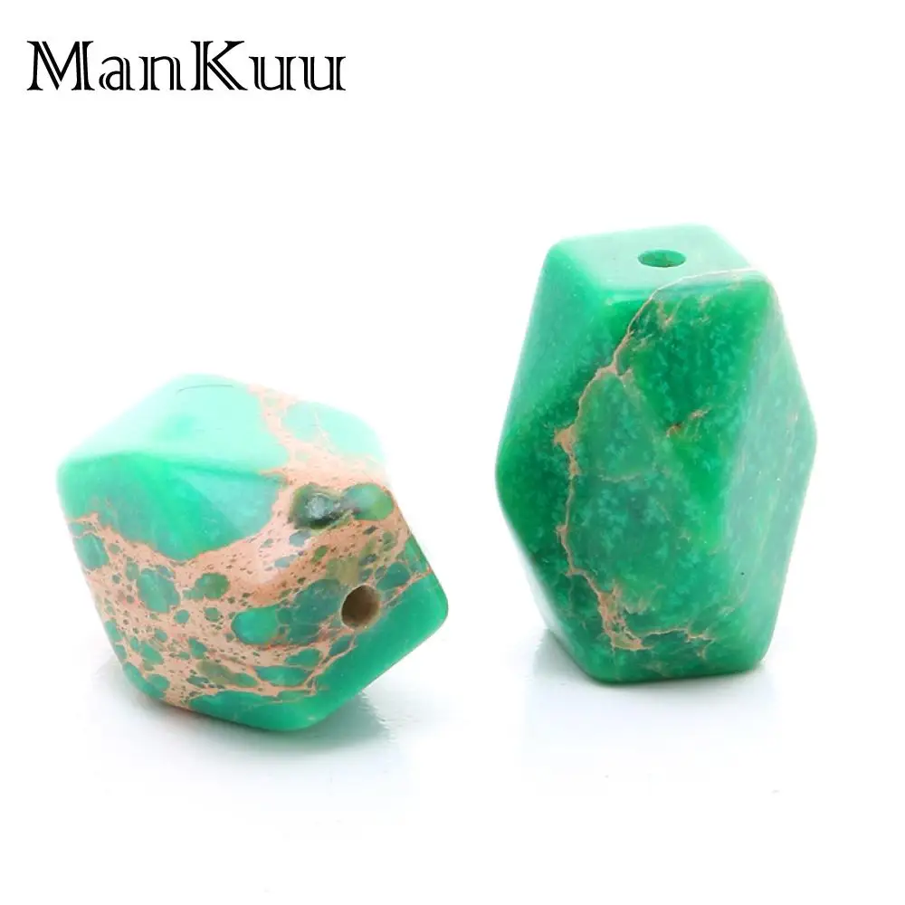 Mankuu 10*14mm Irregular Green Jaspers Beads Factory Price Sea Sediment Jaspers Natural Stone Beads For Jewelry Making 5pcs/Lot