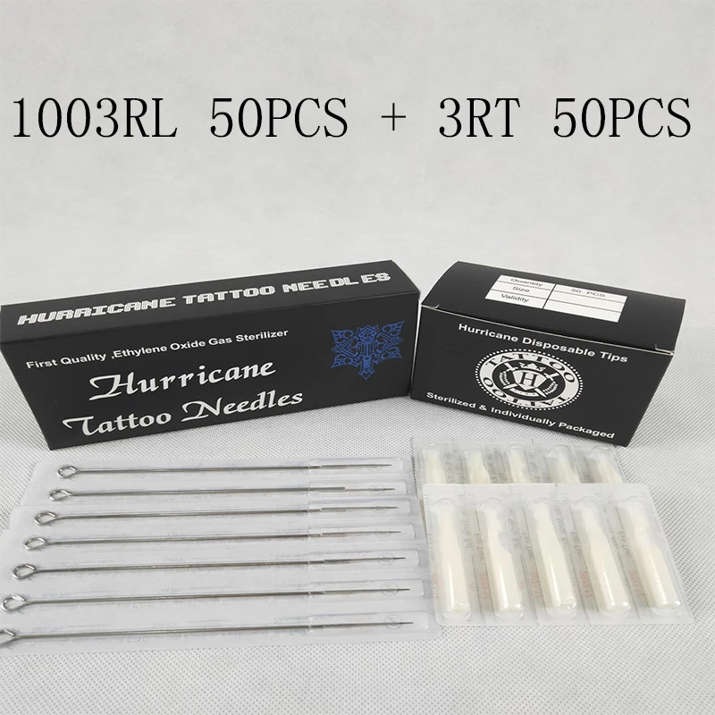 Tattoo Tips en Naalden (3RL + 3RT) 50 pcs tattoo naalden 3rl en 50 stuks Afgestemd Tattoo Tips 3rt tattoo kit gratis verzending