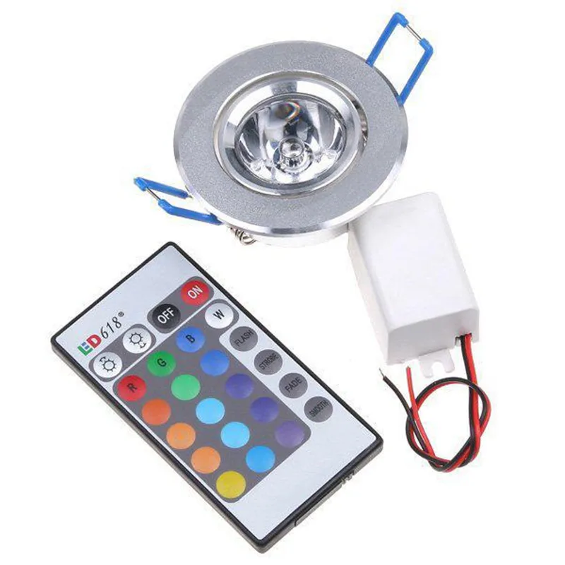 LED Ceiling Spot Lamp Down Lights 3W RGB With Remote Recessed light Bulbs AC220V 3W Downlight Birthday party Colorful lights