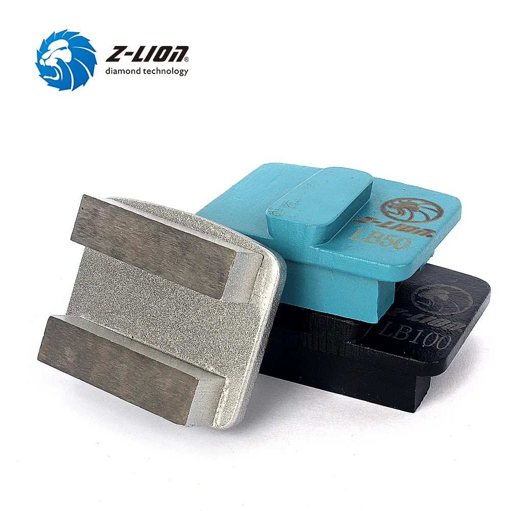 Z-LION 3pcs MetaI Bond Diamond Concrete Grinding Pad RediIock Shoes DoubIe Bar Segment FIoor PoIishing BIock