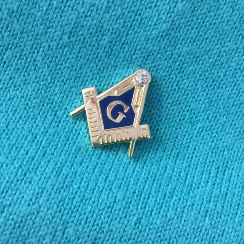 50pcs 18mm Tall Blue Lodge Clutch back Square and Compass with G Rhinestone free masons pins Masonic Freemason Lapel Pin badge