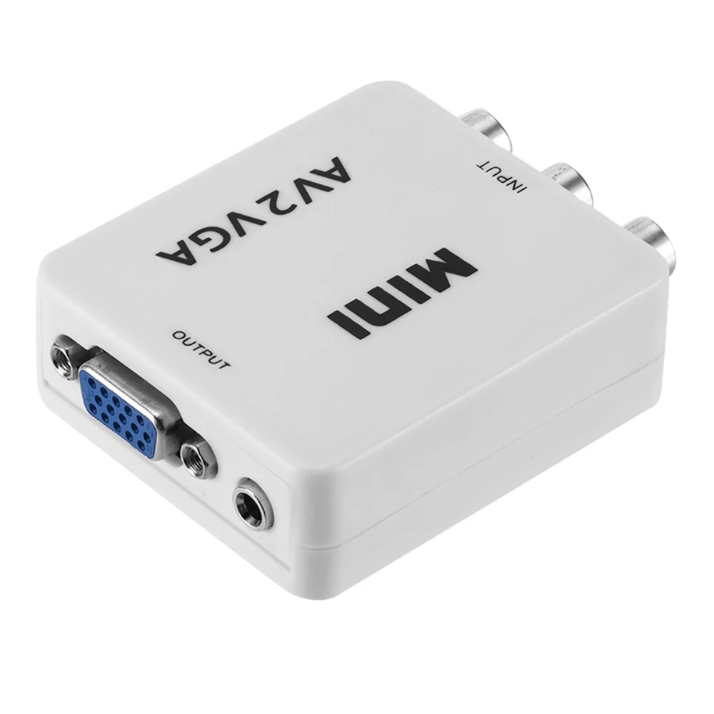 Convertitore Mini Video 1080P convertitore convertitore da RCA AV a VGA Video con Audio da 3.5mm AV2VGA / CVBS convertitore Audio/PC HDTV