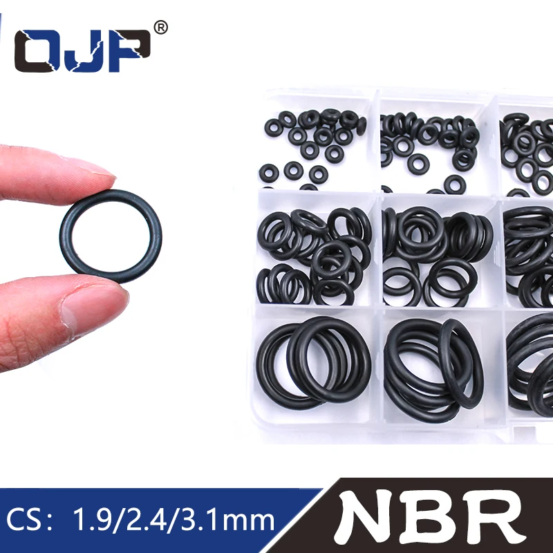 200pcs 15 Sizes O Rings Rubber O Ring Seal NBR Black Sealing O-rings Nitrile Washer Rubber o-ring set Assortment Kit Set Box