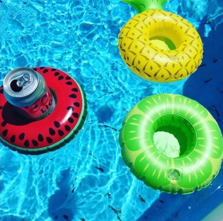 Mini Floating Cup Holder Pool Swimming Water Toys Party Beverage Boats Baby Pool Toys Inflatable Pineapple Fruits Drink Holder