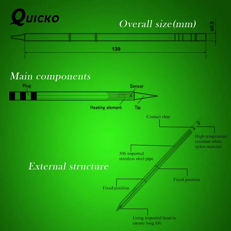 QUICKO T12-KF T12-B2 T12-BC2 T12-D24 IL Electronic Soldering Iron Tips Solder Iron 220v Welding Tip For Soldering Repair Station