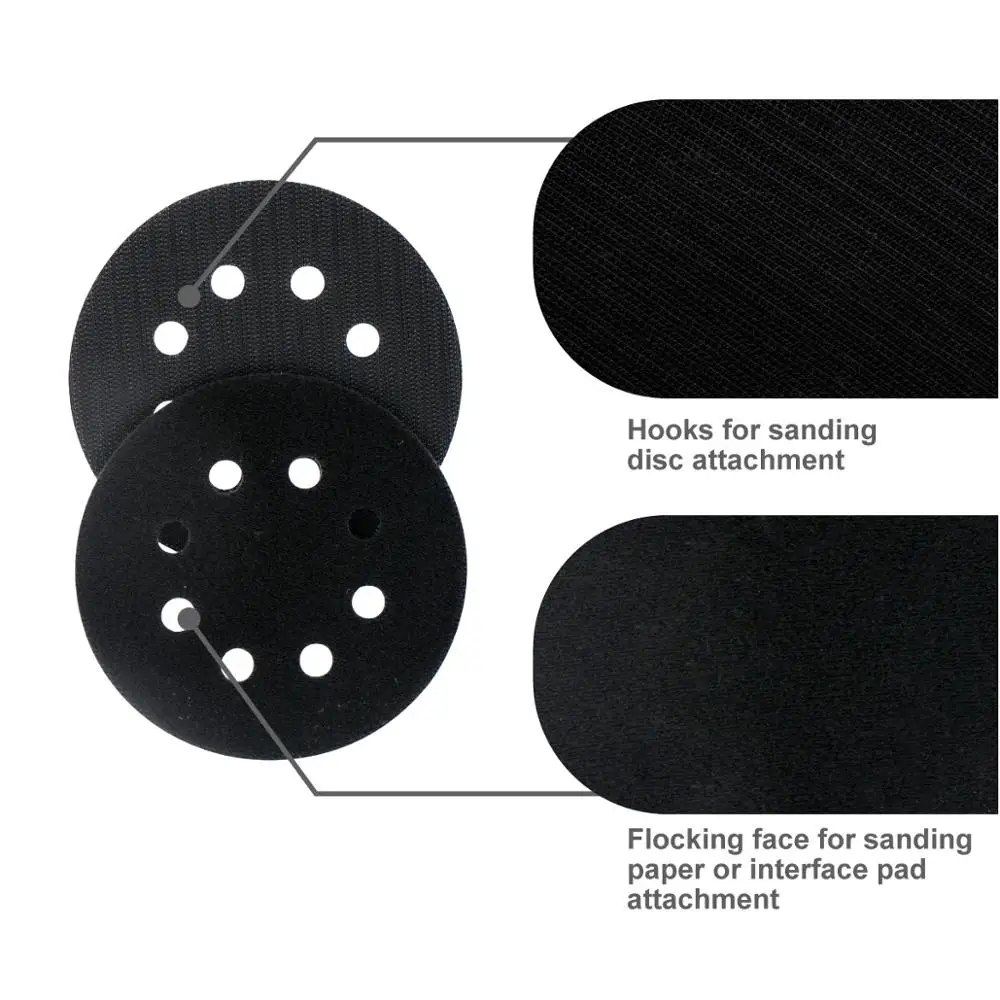 2 Pcs 5 Inch 8 Lỗ Giao Diện Pad Bảo Vệ Đĩa Màu Đen-Móc và Vòng Lặp
