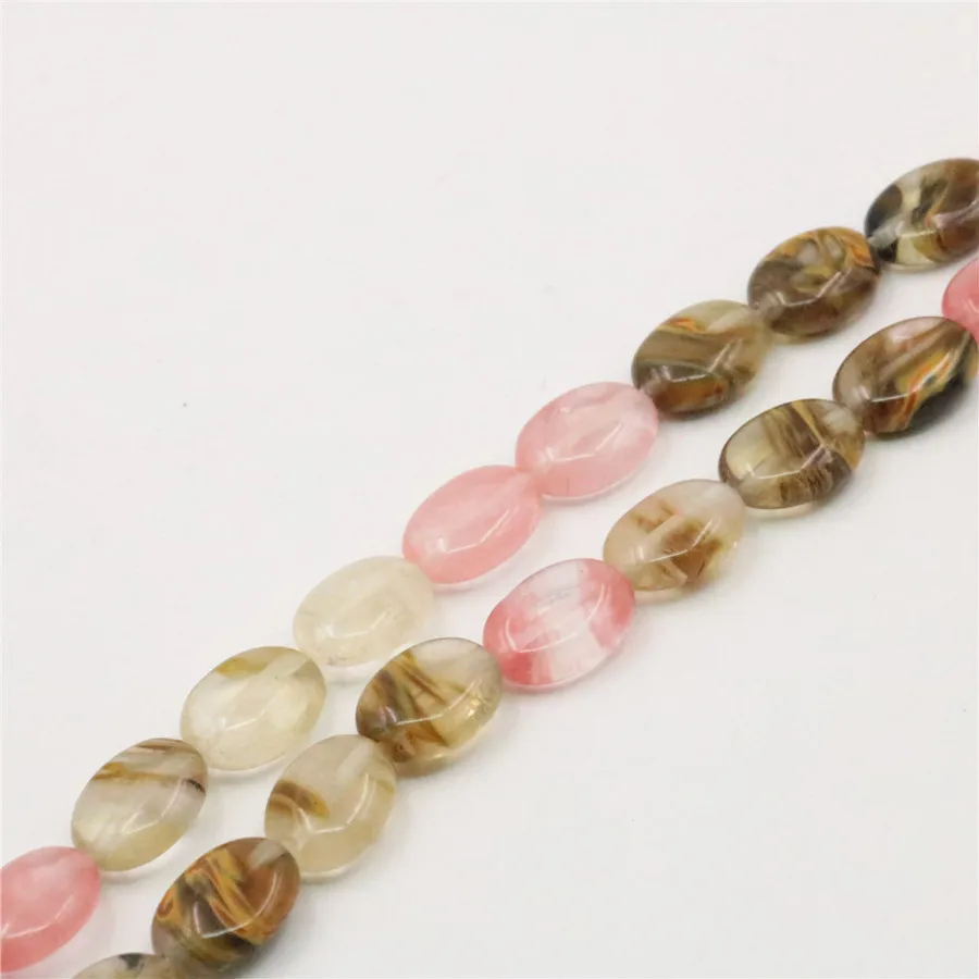 Fashion Natural Stone 10x14mm Multicolored Watermelon Tourmaline Oval Loose Beads 15" Hand Made jewelry making Wholesale Price image 2