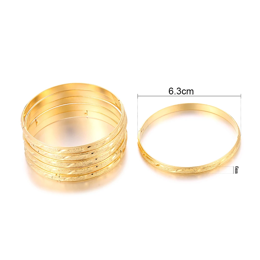 Ethlyn 6pcs/lot Ethiopian Jewelry Gold Color Bangles Dubai Gold Bangles, African Bangles&Bracelets for Women Gifts B171