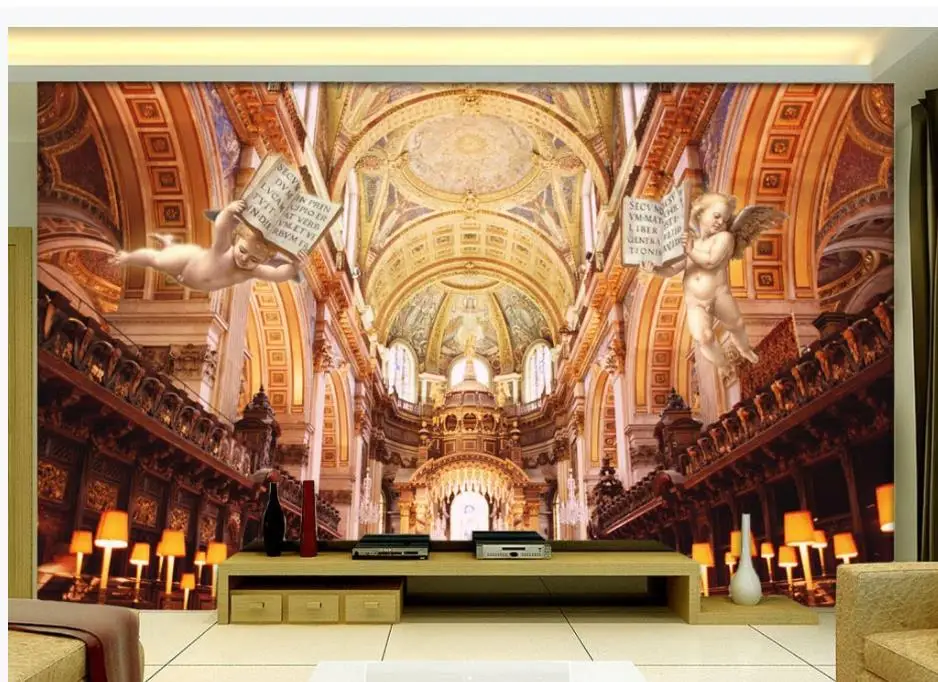 Home Decor Living Room Wall Covering European church dream angel TV background wall Custom 3d Mural Wallpaper