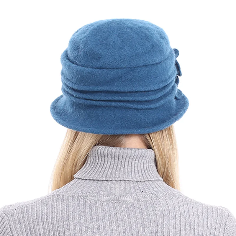 YOUBOME Women Fedoras 100% Wool Dome Autumn Winter Hats For Women Floral Casual Warm Lady Floppy Solid Soft Girl Female Fedoras