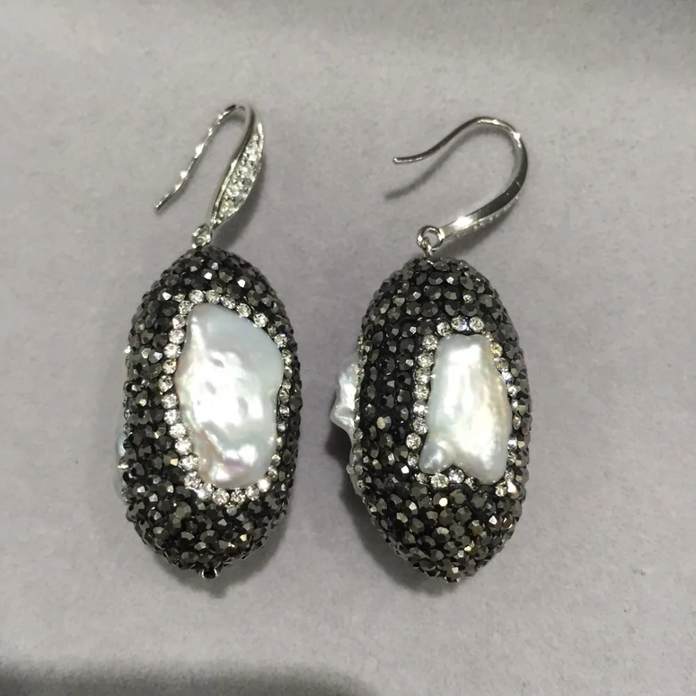 Keshi-pendientes de gota de perlas de agua dulce natural para mujer, joyería fina de Plata de Ley 925, Envío Gratis