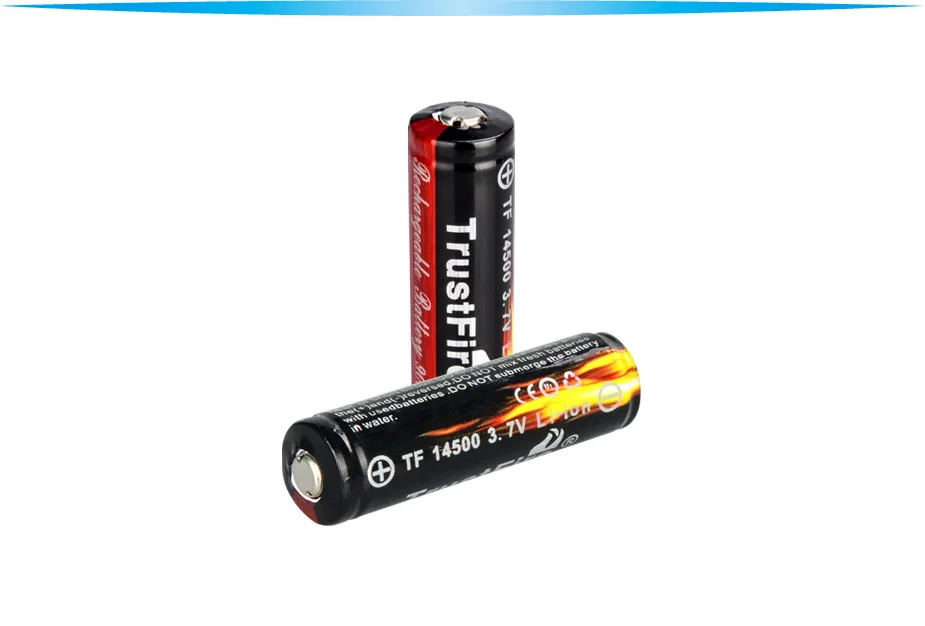 2pcs TrustFire 3.7V Li-ion 14500 Rechargeable Battery 900mAh Real Capacity Lithium Battery with Protected PCB