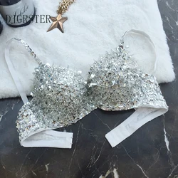 DJGRSTER Sexy Women's Beaded Sequins Embellished Chrysanthemum Bra 34-36B Cup Belly Dance Underwear push up Special care