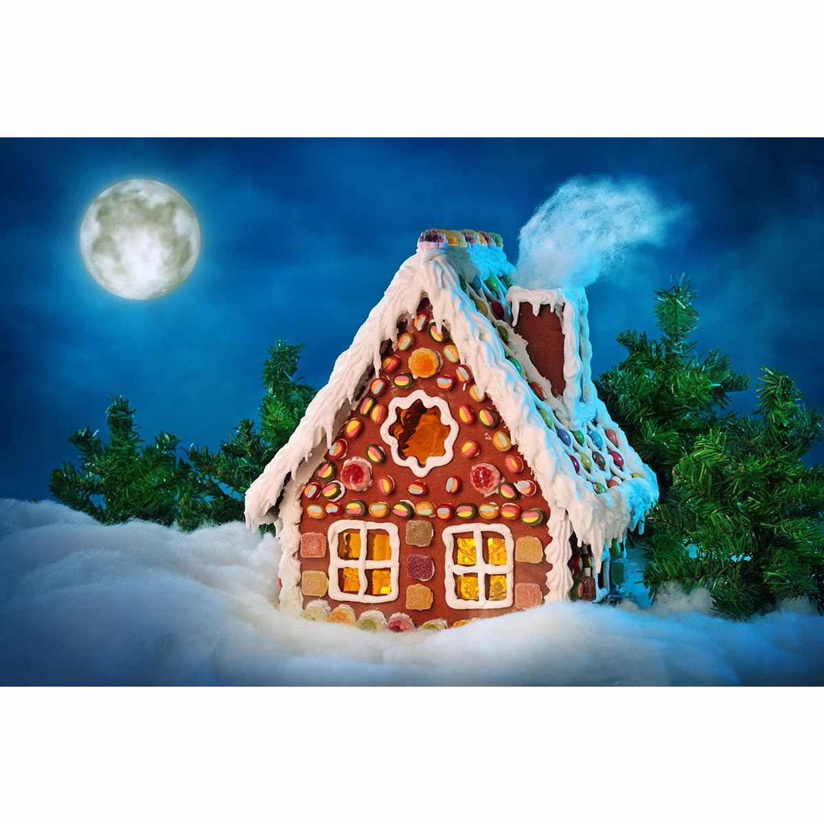 Allenjoy background for photo Christmas gingerbread house moon snow for kids backdrop photocall professional newborn photobooth