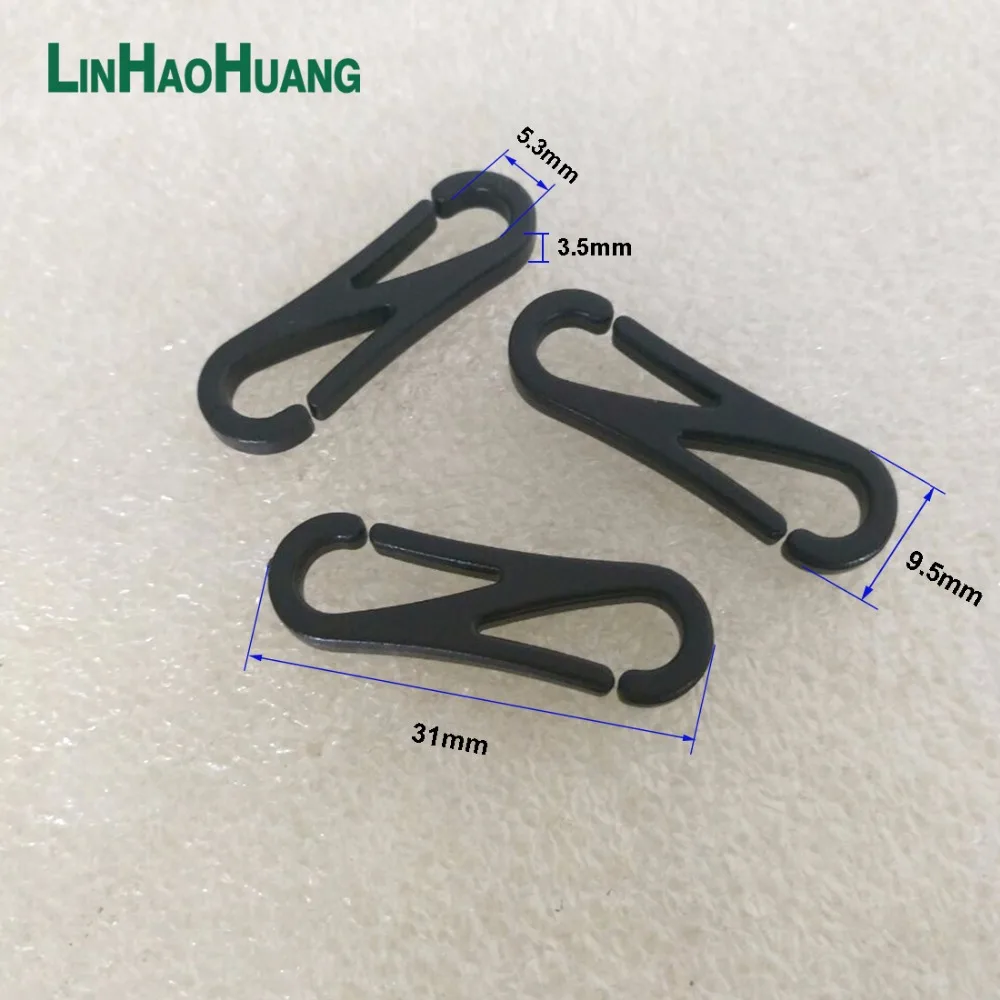 Wholesale 100pcs/Lot Black/White KAM Plastic Snap Clip Hooks Mini Carabiner Backpack Paracord Strap Hooks KAM-31MM