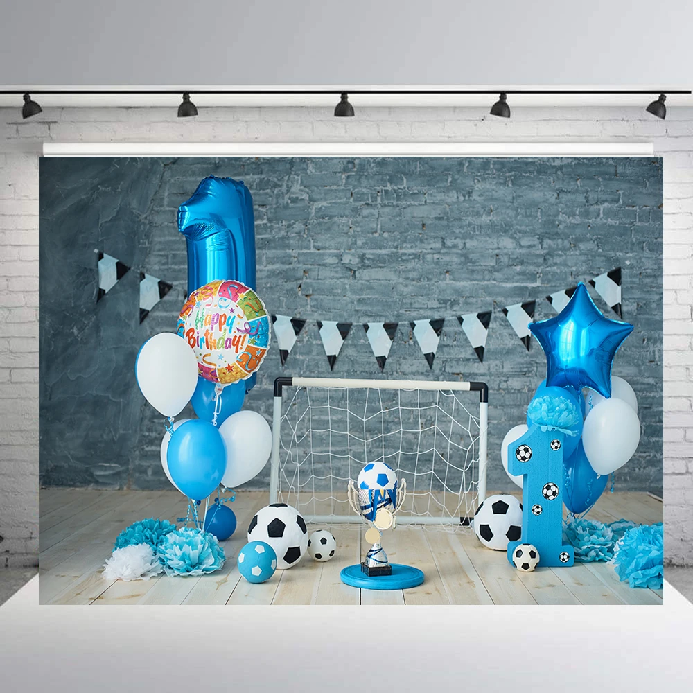 

Smash cake backdrop boy first 1st football theme Birthday party decoration banner photography background photo booth studio b132