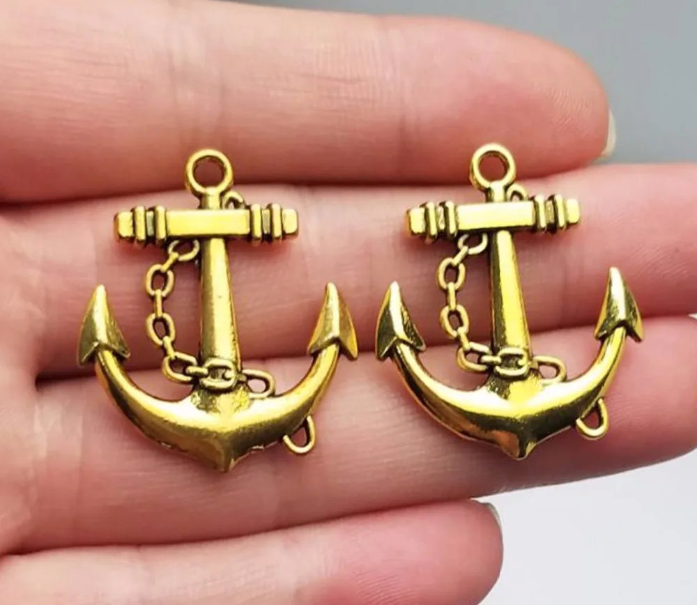 10 sztuk/partia-30x27mm srebrny złoty brąz Plated kotwica Charms wisiorek dla DIY brelok dostaw biżuteria dokonywanie ustalenia akcesoria — zdjęcie 3