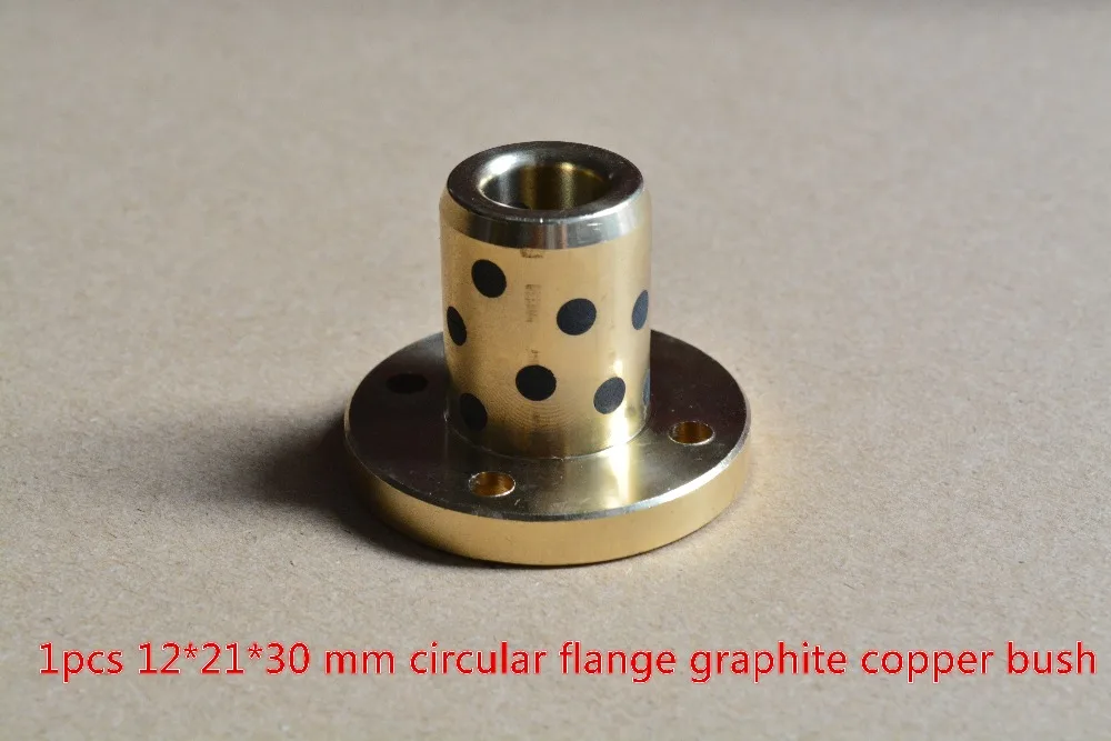 oil-free bearing 12mmx21mmx30mm circular flange copper bush JDB solid lubricant embedded graphite sleeve 1pcs