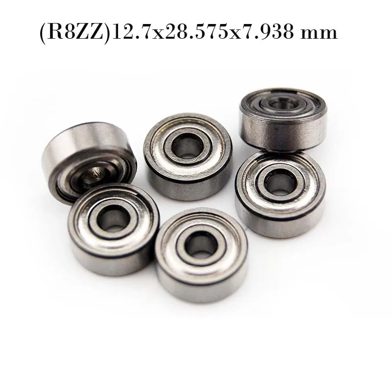 

(10 PCS) (R8ZZ) (1/2" x 1-1/8" x 5/16") 12.7x28.575x7.938 mm Double Metal Shielded Ball Bearing R8z