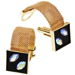 HAWSON Herenmanchetknopen met ketting - Kristallen manchetknopen Heren Frans overhemd Zakelijke accessoires