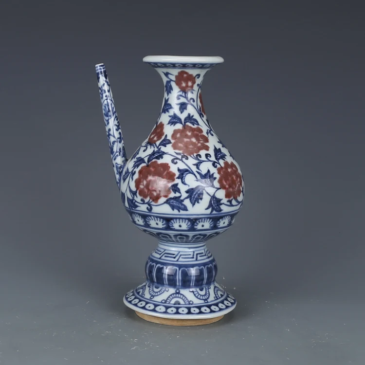 Antique MingDynasty porcelain pot,blue & white red peony pot ,hand-painted crafts, home Decoration,collection & adornment