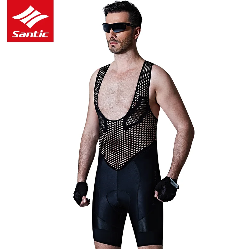 

Santic New Summer Men Cycling Padded Bib Shorts Italian Fabric Breathable Bike Bicycle Shorts for Men's Athletics and training