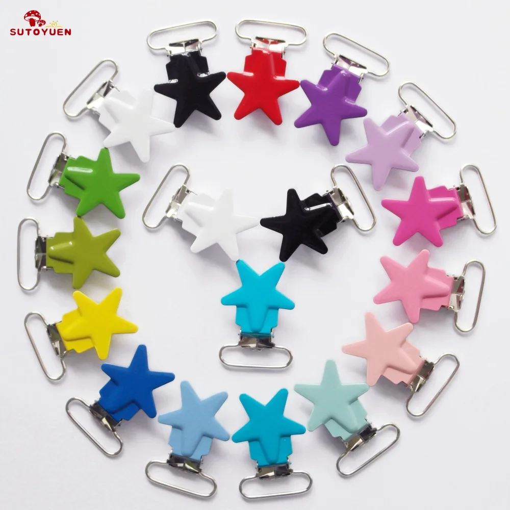 Sutoyuen 2018 New 480 Pcs  Star Sharp Metal Pacifier Suspender Clips Mitten Dummy Soother Clips Holders Pince Attache Sucette