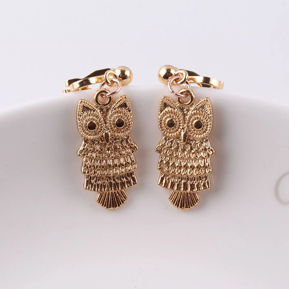 JIOFREE 2018 New alloy Simple Owl hippo No Ear Hole Earring Gold-color Geometric Clip Earrings Fashion Accessories For Girl