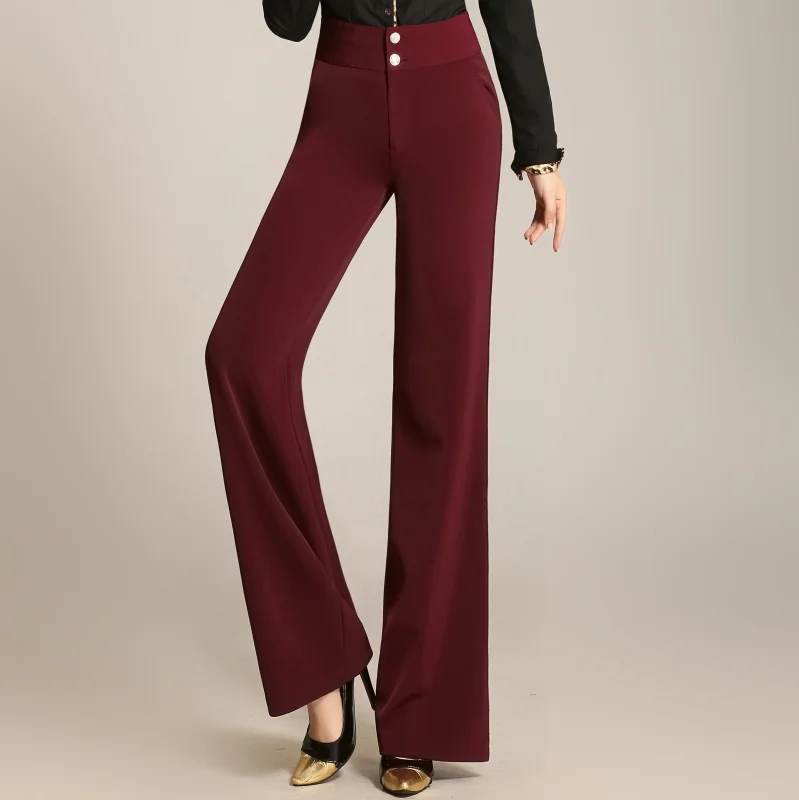 

Lady Modern Dance Pants Female Ballroom Dance Trousers Girls Square Dance Slim Pant High Waist Straight Tube Wide Leg Pant B6874