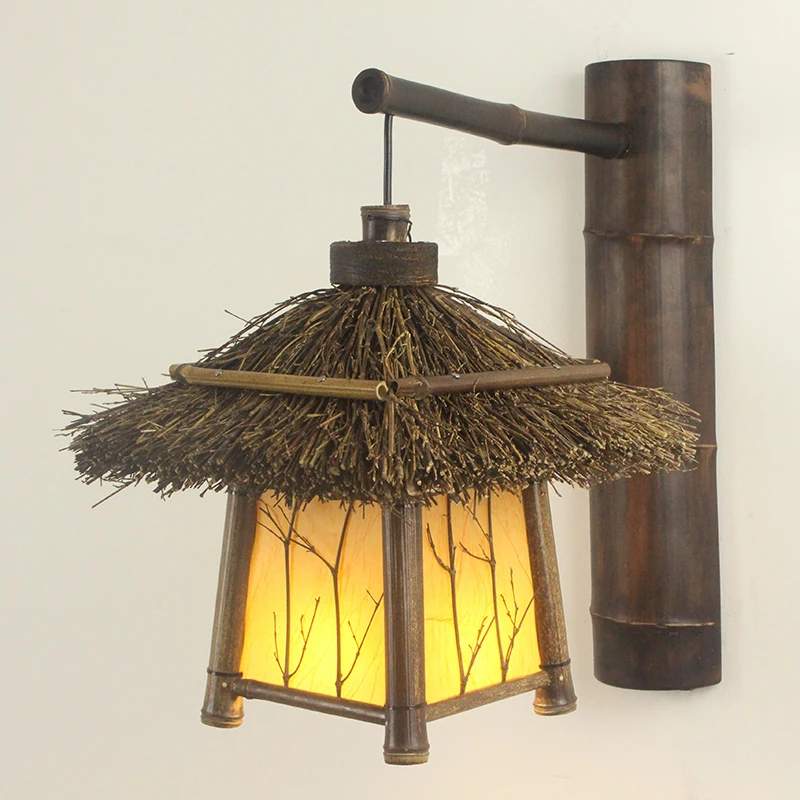 

Wall lamp balcony aisle tea room corridor retro pastoral bamboo lamp southeast asia wall lamp Japanese Zen bamboo lamp