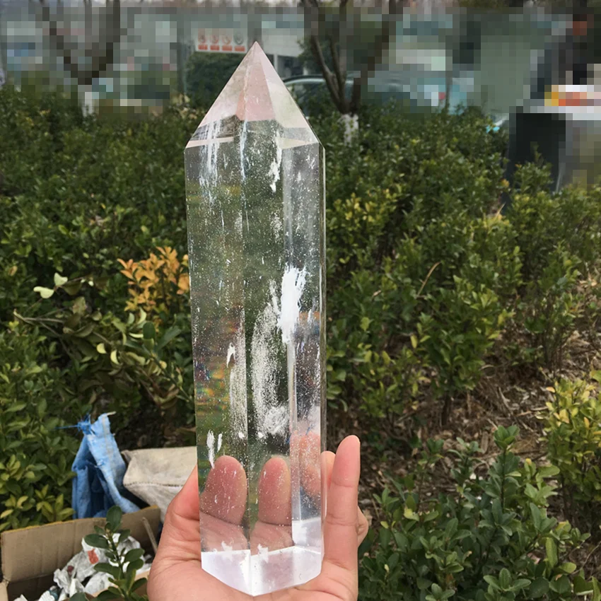 big size Smelting stone white clear quartz stones and crystals obelisk wand pointhealing home&office decor provide energy