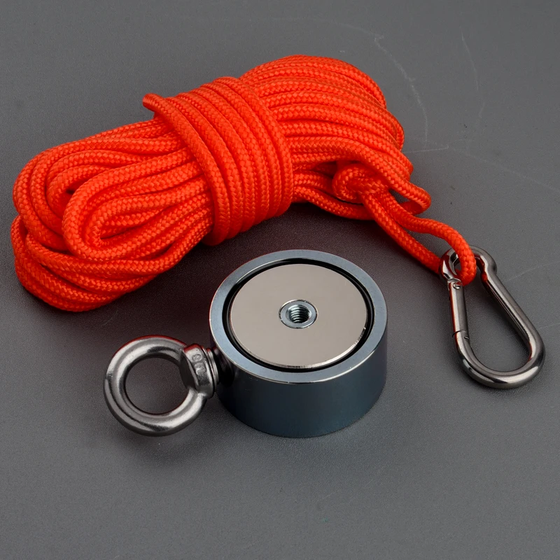 150kg superindução dupla face forte neodímio n52 material de recuperação de ímã de pesca 15m corda durável