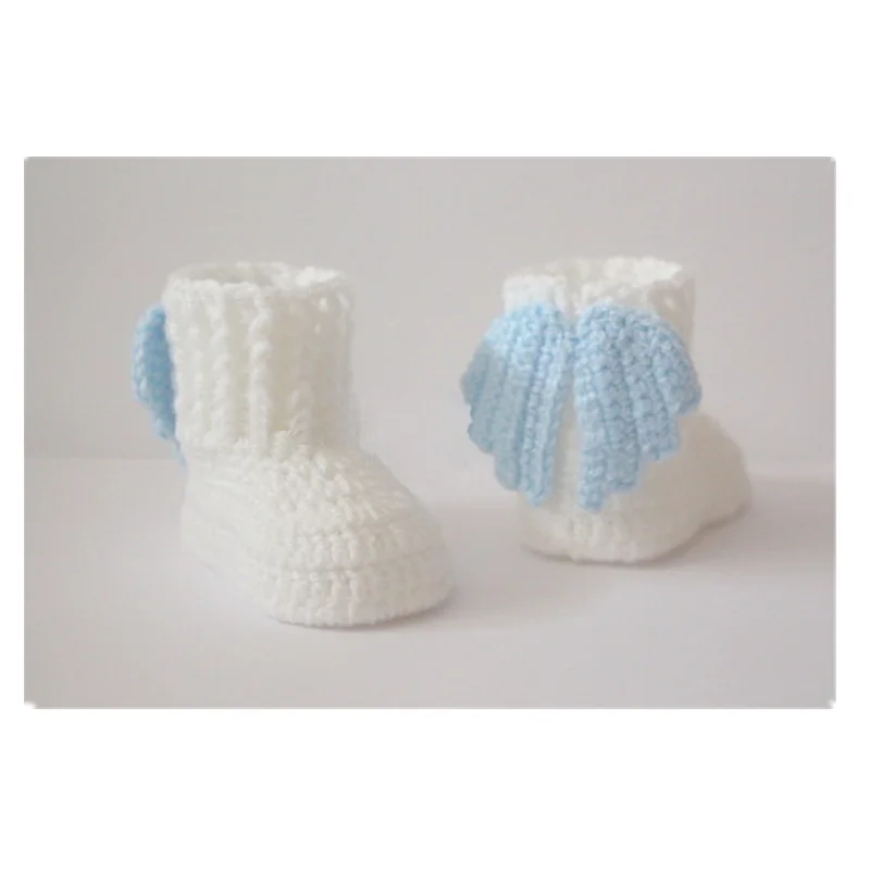 ,Crochet baby booties, baby shoes, winter boots, socks, wings, angel, white, pink, baby shower gift 10Cm 9cm,11cm