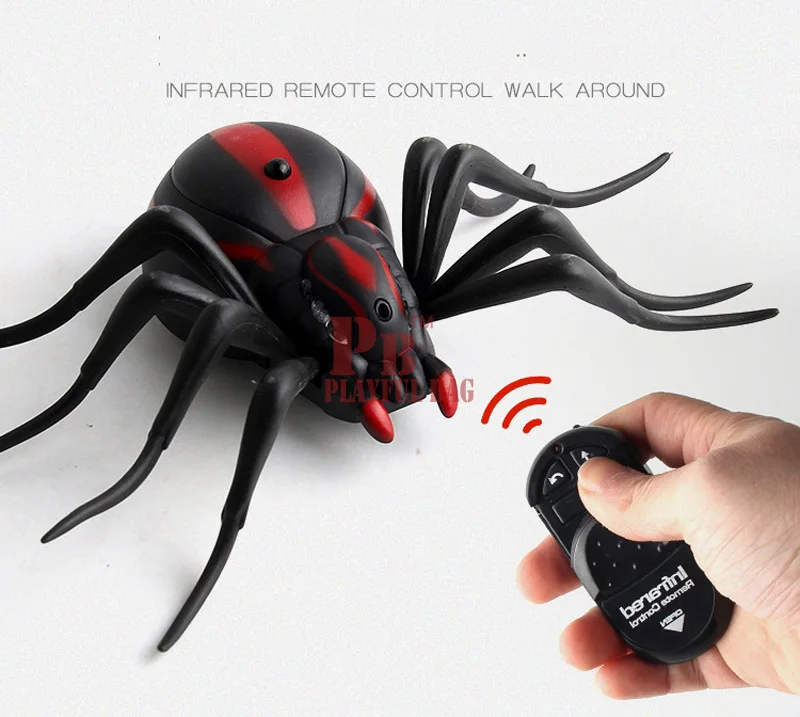 pb playful bag Funny Simulation Infrared RC Remote Control Scary Creepy Insect spider Toys Halloween  Electronic pets  Gift For