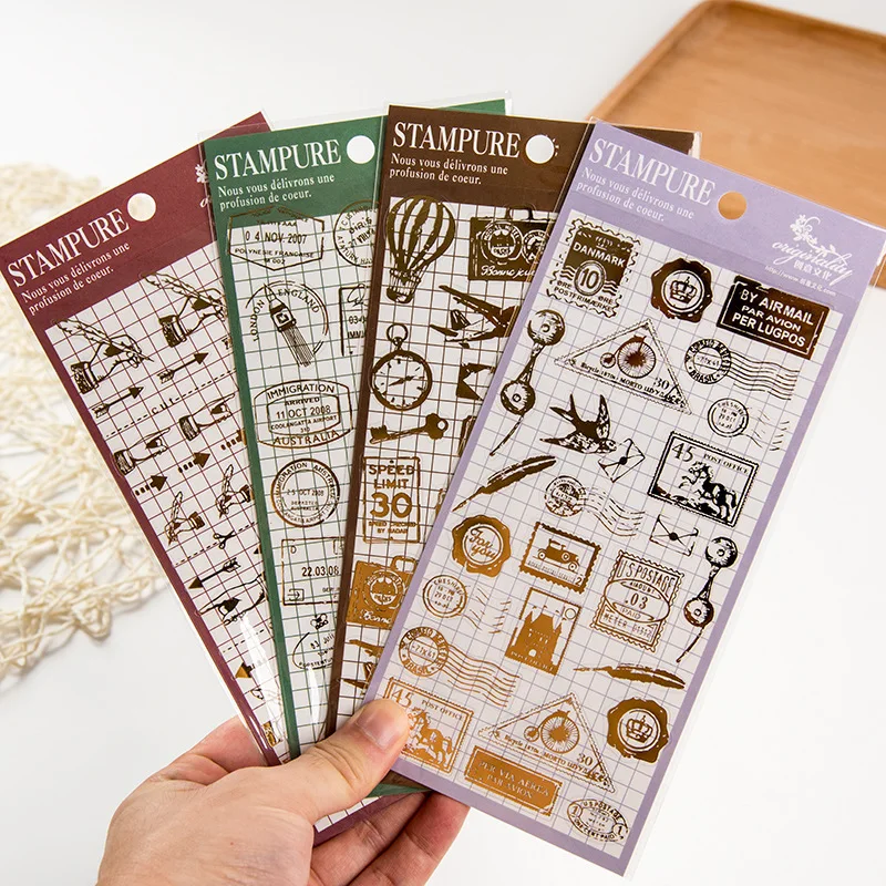 1 Pc Retro PVC Transparent Stickers Travelers Notebook Diary Sticker Planner Accessories Handmade Sticker Office School Supplies