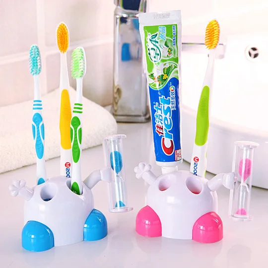 Cartoon hourglass toothbrush holder bathroom toothbrush holder children brush timer timing 3 minutes creative ornaments