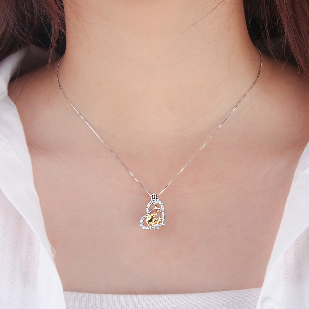 CLUCI 3pcs Silver 925 Cute Charms Pendant Jewelry 925 Sterling Silver Heart Zircon Elephant Pearl Pendant Locket SC360SB view 6