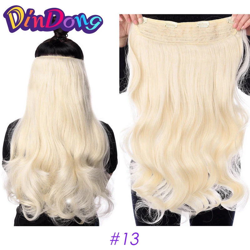 DinDong Synthetische Clip-in Hair Extensions Golvend 24 inch 180G Premium Hittebestendig Haar 613 #   Blondbruin 19 kleuren beschikbaar - afbeelding 1