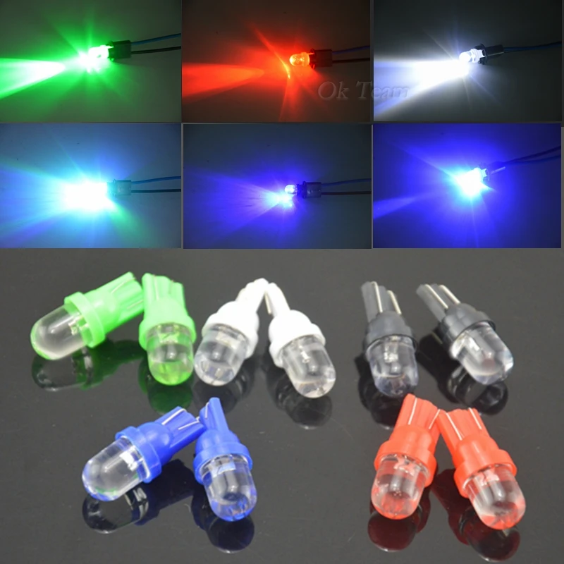 10PCS/Lot Universal T10 LED W5W 158 168 194 501 12V Car LED Side Dashboard Wedge Light Bulbs 5 Colors Available